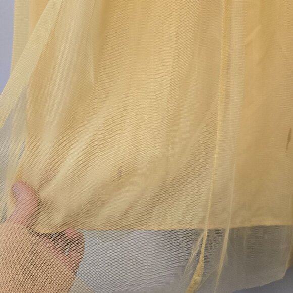 Zara Pastel Butter Yellow V-Neck Tulle Midi Dress Ruffle Ethereal Balletcore - Picture 7 of 16